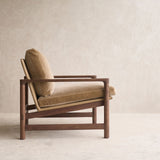 Troubadour Fabric Armchair | Walnut Frame - Lion
