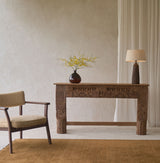 Vintage Teak Console with Carvings