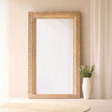 Vintage Carved Teak Mirror | Natural