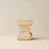 Reclaimed sandstone candle pedestal handcrafted from solid sandstone salvaged from a historic building in India.