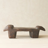 Vintage Naga Tribal Stool Natural handcrafted from solid hardwood in Nagaland, India, featuring a sculptural hand-carved design and natural restored finish.