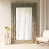 Vintage Teak Carved Mirror | Rustic Blue - Originals Furniture