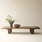 Vintage Naga Tribal Coffee Table Natural handcrafted from solid hardwood, restored from a traditional Naga daybed from Nagaland, India.
