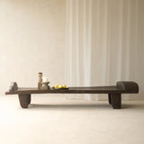 Vintage Naga Tribal Coffee Table Natural handcrafted from solid hardwood, restored from a traditional Naga daybed from Nagaland, India.