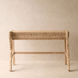 Vintage Teak Console with Carvings