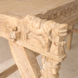 Vintage Teak Console with Carvings