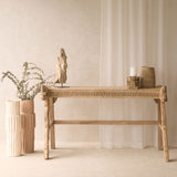 Vintage Teak Console with Carvings