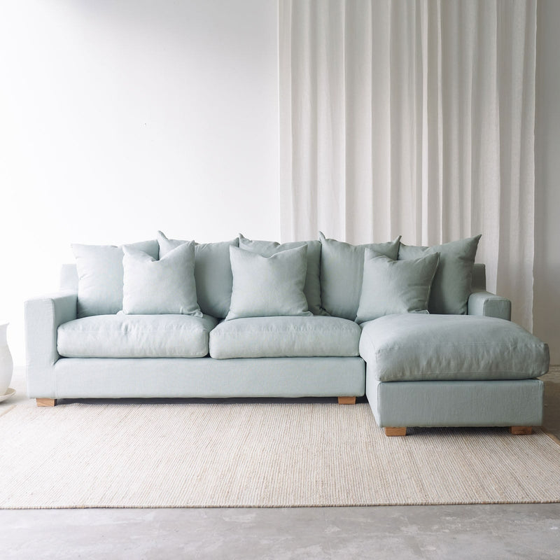 Beccy L shape fabric sofa in celadon - Originals Furniture Singapore