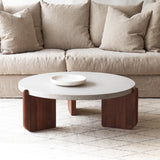 Native coffee table grey terrazzo top with walnut base - Originals Furniture Singapore