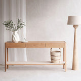 Nell Console | Travertine with Oak Frame (160cm) - Originals Furniture