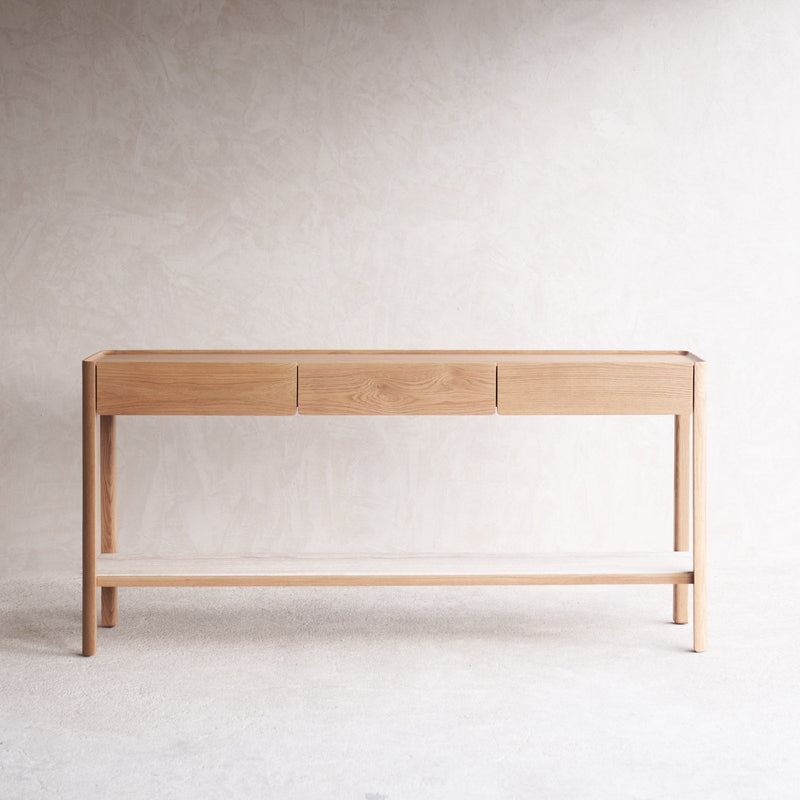 Nell Console | Travertine with Oak Frame (160cm)