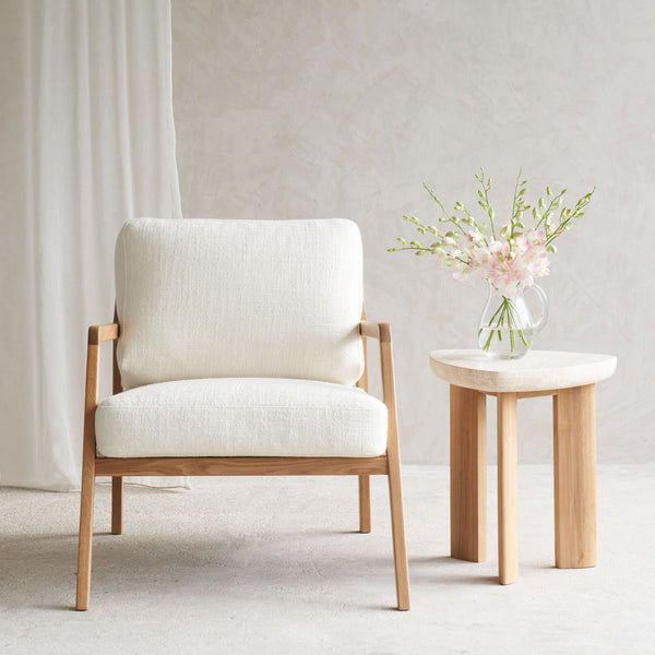 Nysse Fabric Armchair | Oak Frame - Panna Cotta