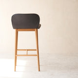 Puddle Leather Bar Stool | Oak Frame - Coal - Originals Furniture