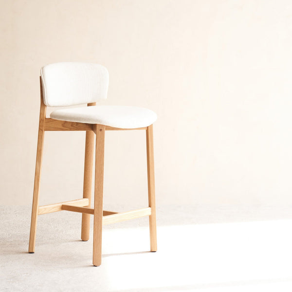 Pinta Fabric Counter Stool | Oak Frame - Gesso