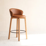 Sketch glide leather oak counter stool saddle - Originals Furniture Singapore
