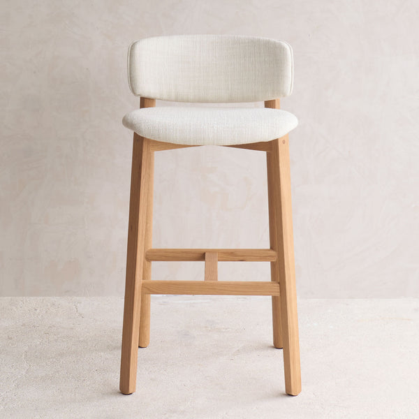 Pinta Fabric Bar Stool | Oak Frame - Gesso