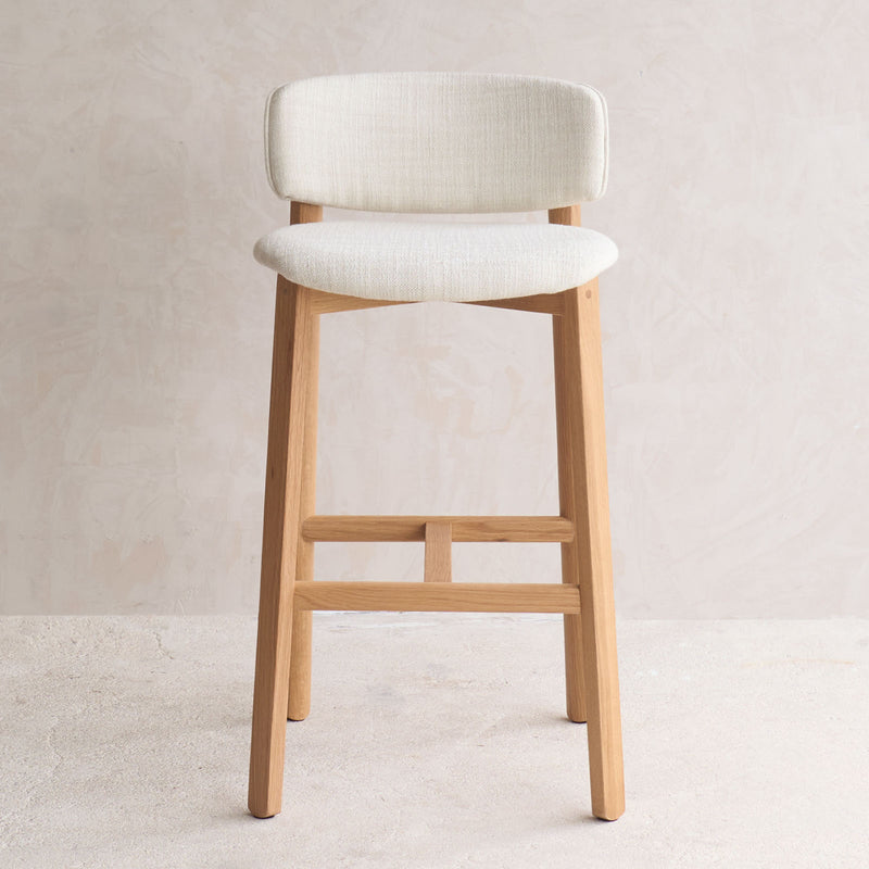 Pinta Fabric Bar Stool | Oak Frame - Gesso
