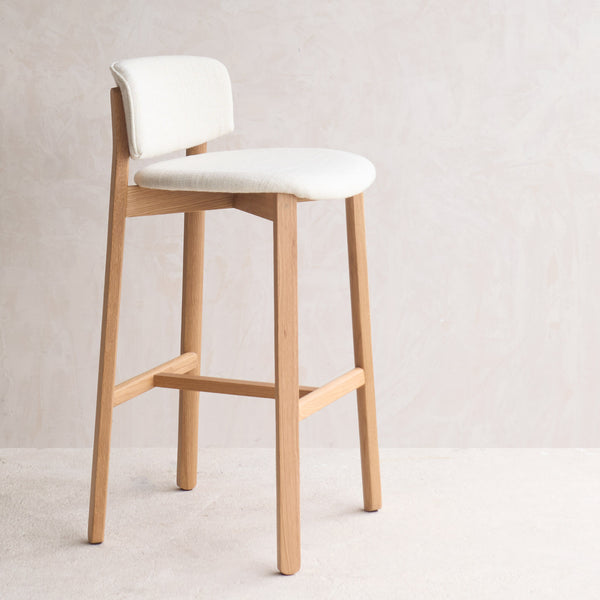 Pinta Fabric Bar Stool | Oak Frame - Gesso