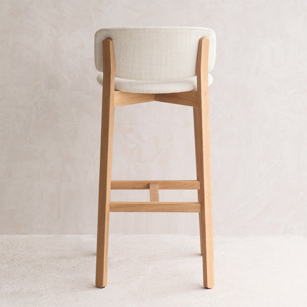 Pinta Fabric Bar Stool | Oak Frame - Gesso