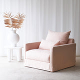 Sketch Shell Pink Sloopy Fabric Armchair from Originals Furniture Singapore