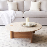 Pivot Coffee Table | Travertine Top with Oak Base