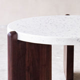Native coffee table white terrazzo with walnut base - Originals Furniture Singapore