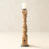 Antique Hand Carved Charpoy Candle Stand