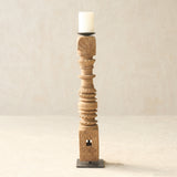 Antique Hand Carved Charpoy Candle Stand