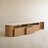 Moher Travertine TV Console | Teak - Natural (230cm) - Originals Furniture