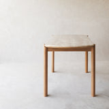 Tropez Dining Table | Travertine with Teak Base (180cm)