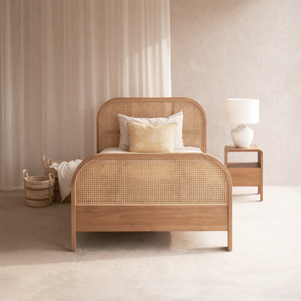 Luna Bed Frame Teak Rattan Natural Singapore Super Single from Originals Furniture