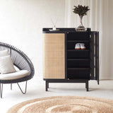 Luna Shoe Cabinet | Teak - Black (90cm)