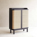 Luna Shoe Cabinet | Teak - Black (90cm)