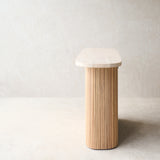 Gion Console | Travertine with Blonde Oak Base (140cm)