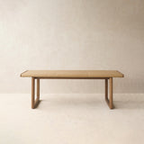 Hover Leather Bench | Latte Oak Frame - Arena
