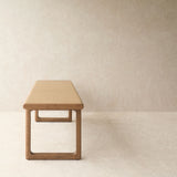 Hover Leather Bench | Latte Oak Frame - Arena