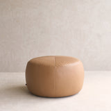 Manchego Leather Ottoman | Pecan