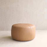 Manchego Leather Ottoman | Pecan
