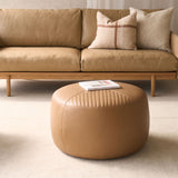 Manchego Leather Ottoman | Pecan