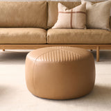 Manchego Leather Ottoman | Pecan