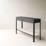 Nell Console | Travertine with Bison Oak Frame