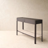 Nell Console | Travertine with Bison Oak Frame (120cm)