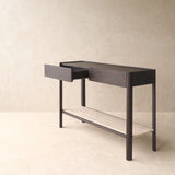 Nell Console | Travertine with Bison Oak Frame (120cm)