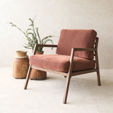 Nysse Fabric Armchair | Latte Oak Frame - Russet