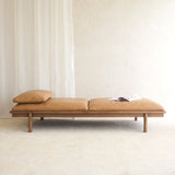 Pensive Leather Daybed | Latte Oak Frame - Pecan (180cm) - Originals Furniture