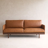 Pensive Leather Sofa | Espresso Oak Frame - Saddle