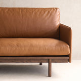 Pensive Leather Sofa | Espresso Oak Frame - Saddle
