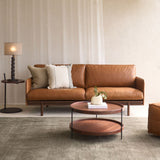 Pensive Leather Sofa | Espresso Oak Frame - Saddle