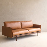 Pensive Leather Sofa | Espresso Oak Frame - Saddle