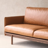 Pensive Leather Sofa | Espresso Oak Frame - Saddle